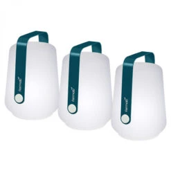 Lot De 3 Lampes Nomades FERMOB Balad H 12 Cm - Bleu Acapulco