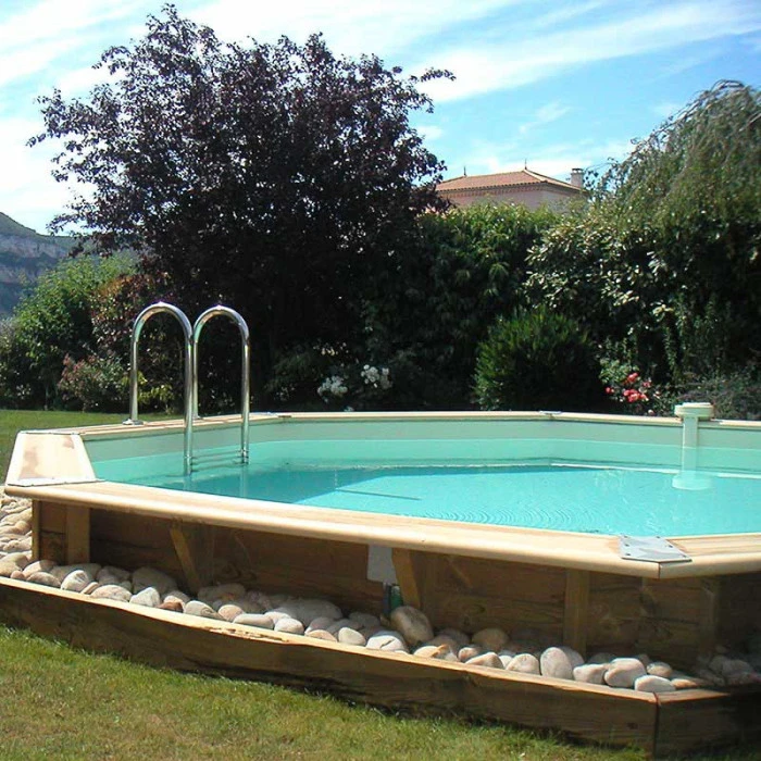 Piscine En Bois Octogonale Ubbink Océa 5,10 X 1,20 M - Liner Beige 4 Piscine En Bois Octogonale Ubbink Océa 5,10 X 1,20 M - Liner Beige – Image 2
