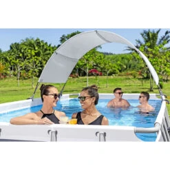 Auvent Pour Piscine Tubulaire Bestway Largeur 2,10 à 3,40 M -Fatboy Boutique auvent ovale bestway ambiance 2