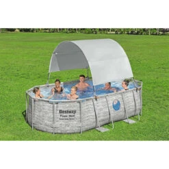 Auvent Pour Piscine Tubulaire Bestway Largeur 2,10 à 3,40 M -Fatboy Boutique auvent ovale bestway ambiance