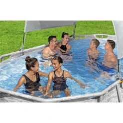 Auvent Pour Piscine Tubulaire Bestway Largeur 2,10 à 3,40 M -Fatboy Boutique auvent ovale bestway ambiance 3