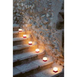 Lot De 3 Photophores FERMOB Cuub - Rouge -Fatboy Boutique cuub rouge ambiance fermob 4