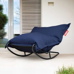 Pack Rocking Chair Rock'n'Roll Noir + Pouf Original Outdoor Océan Fatboy -Fatboy Boutique fatboy rock n roll terrace jpg rgb min min