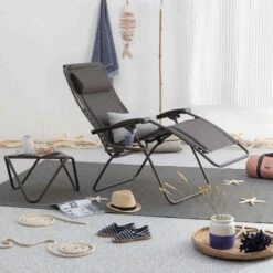 Fauteuil Relax Pliant LAFUMA RSX Clip Polycoton - Ardoise -Fatboy Boutique lfm2037.8549 fauteuil relax pliant lafuma rsx clip polycoton ardoise ambiance