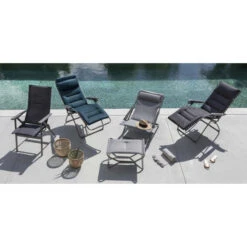 Fauteuil Relax Pliant LAFUMA Evolution BeComfort - Gris Foncé -Fatboy Boutique lfm2830 fauteuil relax pliant lafuma evolution becomfort ambiance piscine