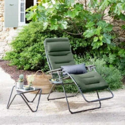 Fauteuil Relax Pliant LAFUMA Futura BeComfort XL - Olive -Fatboy Boutique lfm3131.9548 fauteuil relax pliant lafuma futura becomfort xl olive ambiance 2