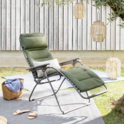 Fauteuil Relax Pliant LAFUMA Futura BeComfort XL - Olive -Fatboy Boutique lfm3131.9548 fauteuil relax pliant lafuma futura becomfort xl olive ambiance