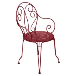 Salon De Jardin Fermob Montmartre Ø 117 Cm, Piment, 6 Personnes -Fatboy Boutique montmartre fauteuil piment 1 1