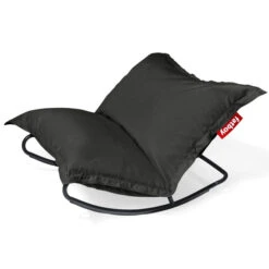 Pack Rocking Chair Rock'n'Roll Noir + Pouf Original Outdoor Gris Orage Fatboy