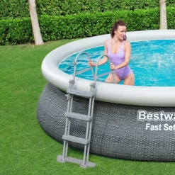 Piscine Autoportée Bestway Fast Set Aspect Rotin 4,57 X 1,07 M -Fatboy Boutique piscine autoportee bestway fast set rotin 457 x 107 cm 2