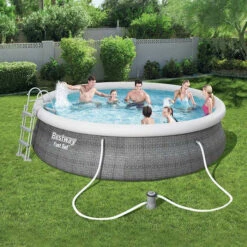 Piscine Autoportée Bestway Fast Set Aspect Rotin 4,57 X 1,07 M -Fatboy Boutique piscine autoportee bestway fast set rotin 457 x 107 cm