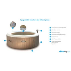 Spa Gonflable Intex PureSpa Sahara Energie + 4 Places Avec Couverture Thermique -Fatboy Boutique spa gonflable purespa bulles intex 4 places couverture caracteristiques 2