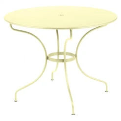 Table De Jardin 5 Personnes FERMOB Opéra + Ø 96 Cm - Citron Givré